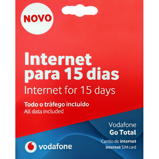 Cartão SIM Vodafone Go Total 5G Internet Ilimitada por 10+5 dias
